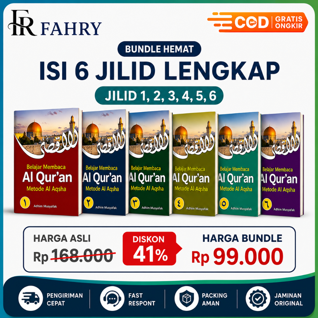 BUNDLE LENGKAP 6 JILID BUKU BELAJAR MENGAJI METODE AL AQSHA  Panduan Belajar Mengaji Original