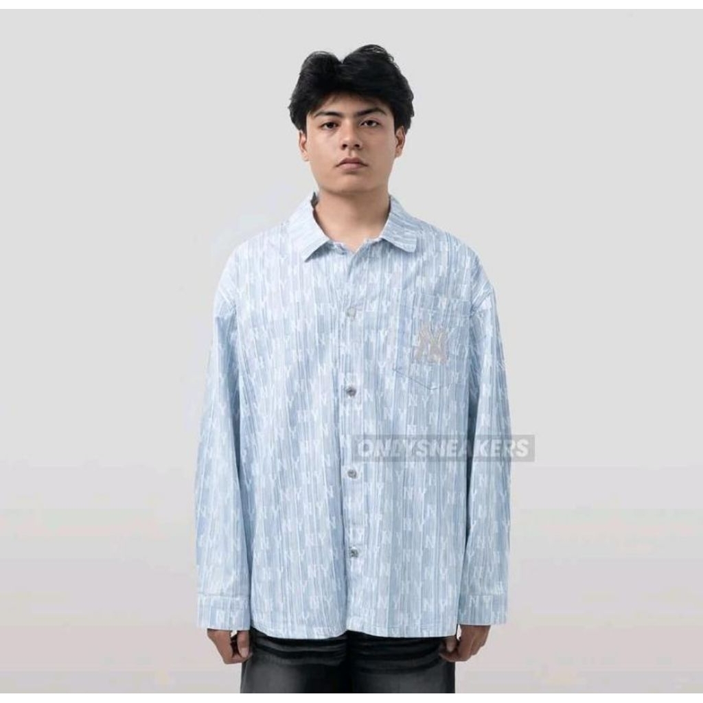 MLB CLASSIC NEW YORK YANKEES MONOGRAM JACQUARD LIGHT BLUE DENIM JAKET