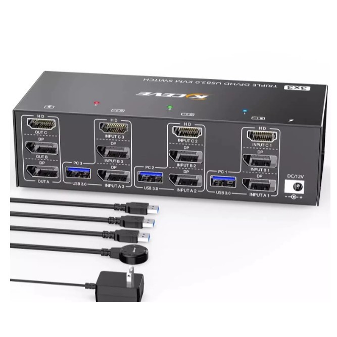 ​KVM Switch 3 Monitors 3 Computers  Displayport KVM Switch
