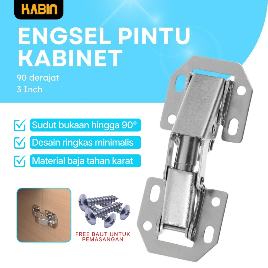 Engsel Kodok Lemari 3 inch Tanpa Bobok Engsel Pintu Lemari Dapur 90 Derajat Engsel Kodok Slow Motion
