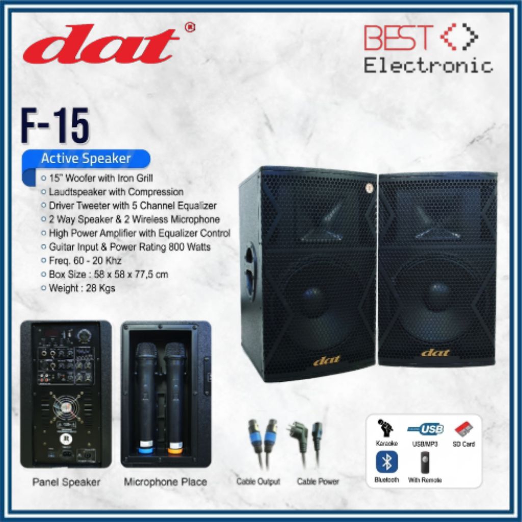 Speaker Aktif Dat F 15 Original Active DAT-15 15 inch Bluetooth