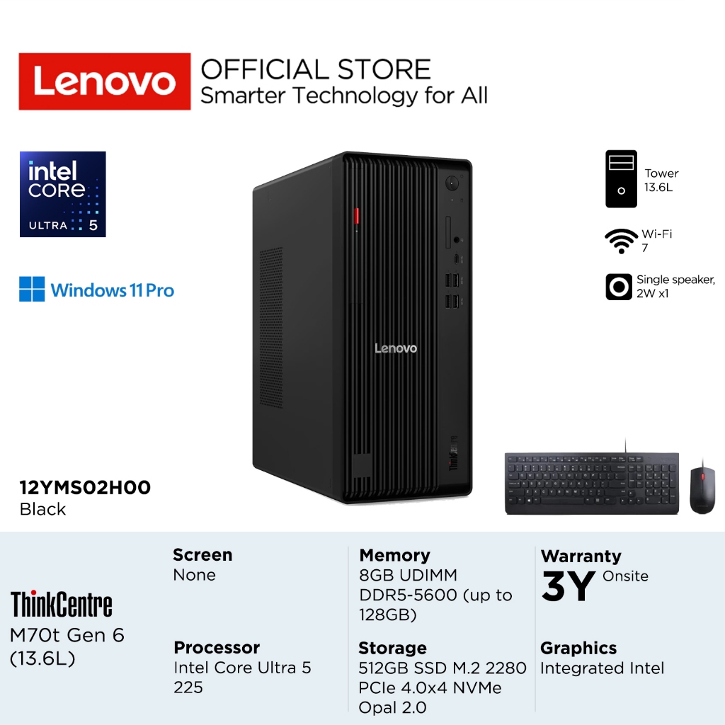 Lenovo PC ThinkCentre M70t Gen 6 2H00 Intel Core Ultra 5 225, Integrated Intel Graphics, RAM 8GB, SS