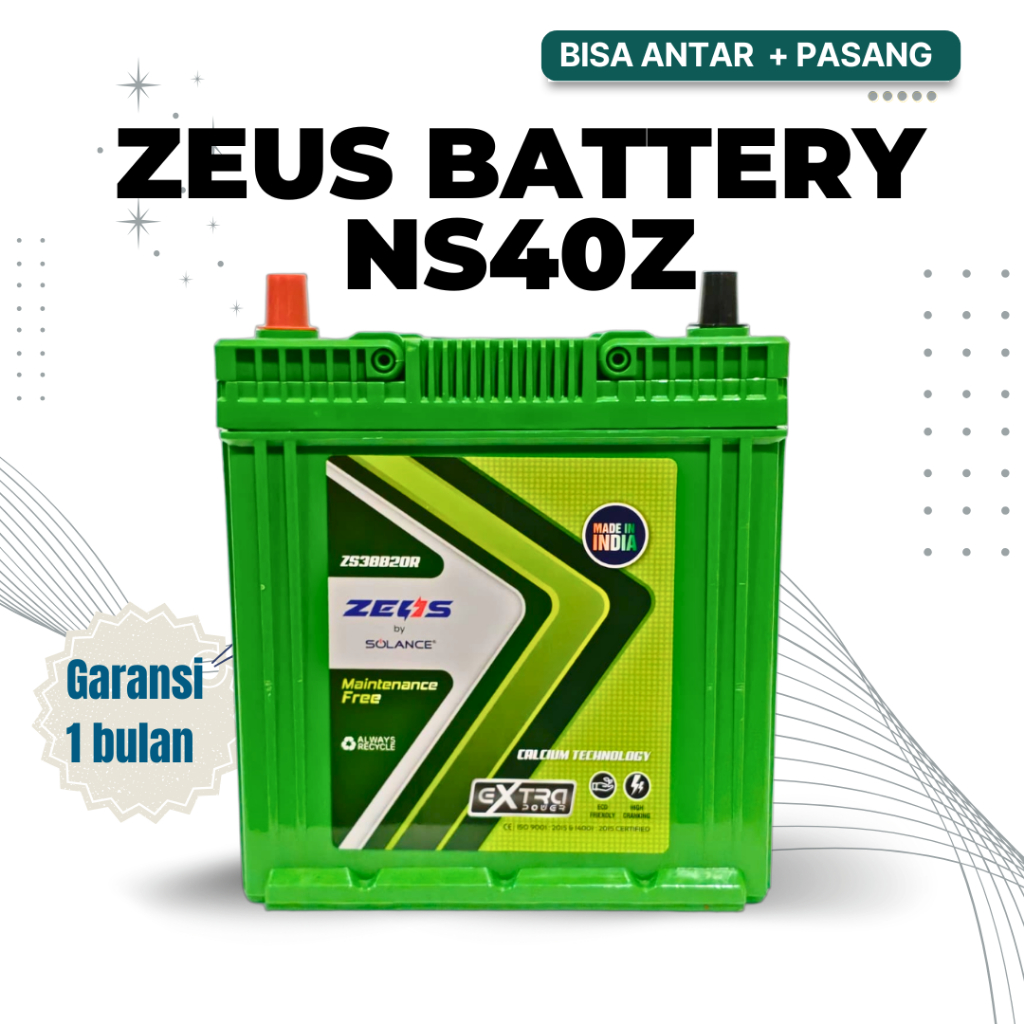 Aki ZEUS kering Mobil TOYOTA AVANZA | 38AH | NS40Z Aki Kering/MF