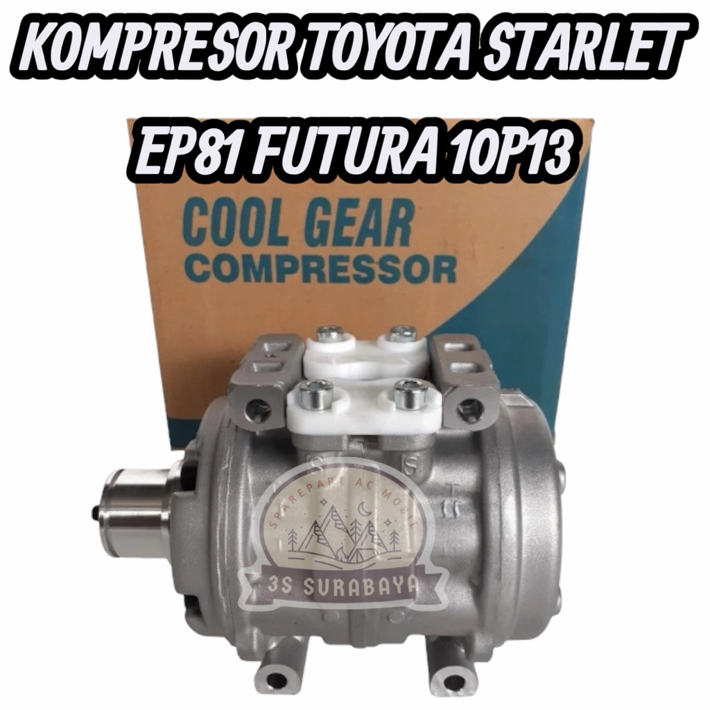 Compressor Compresor Kompressor Kompresor AC Merek COOLGEAR untuk Mobil Toyota Starlet Kapsul EP81 (