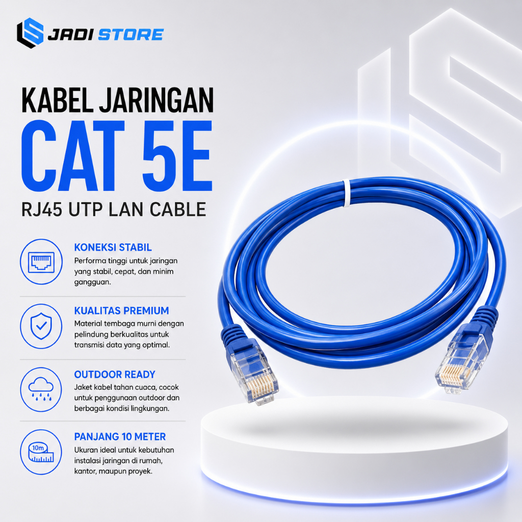 Kabel Jaringan LAN Kabel Internet Jaringan RJ45 UTP CAT 5e RJ45 LAN Outdoor 10m 10meter 10 meter