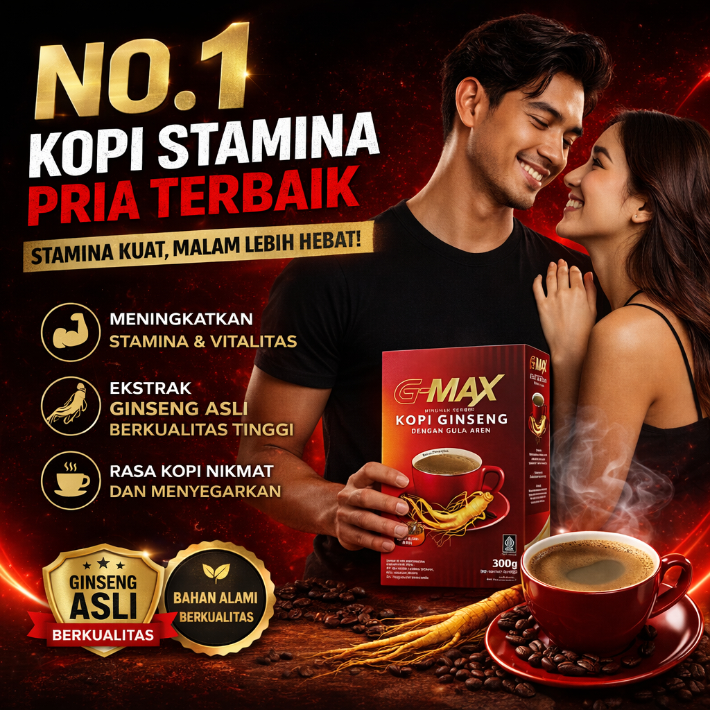 G-Max - Kopi Ginseng Dengan Gula Aren Halal BPOM