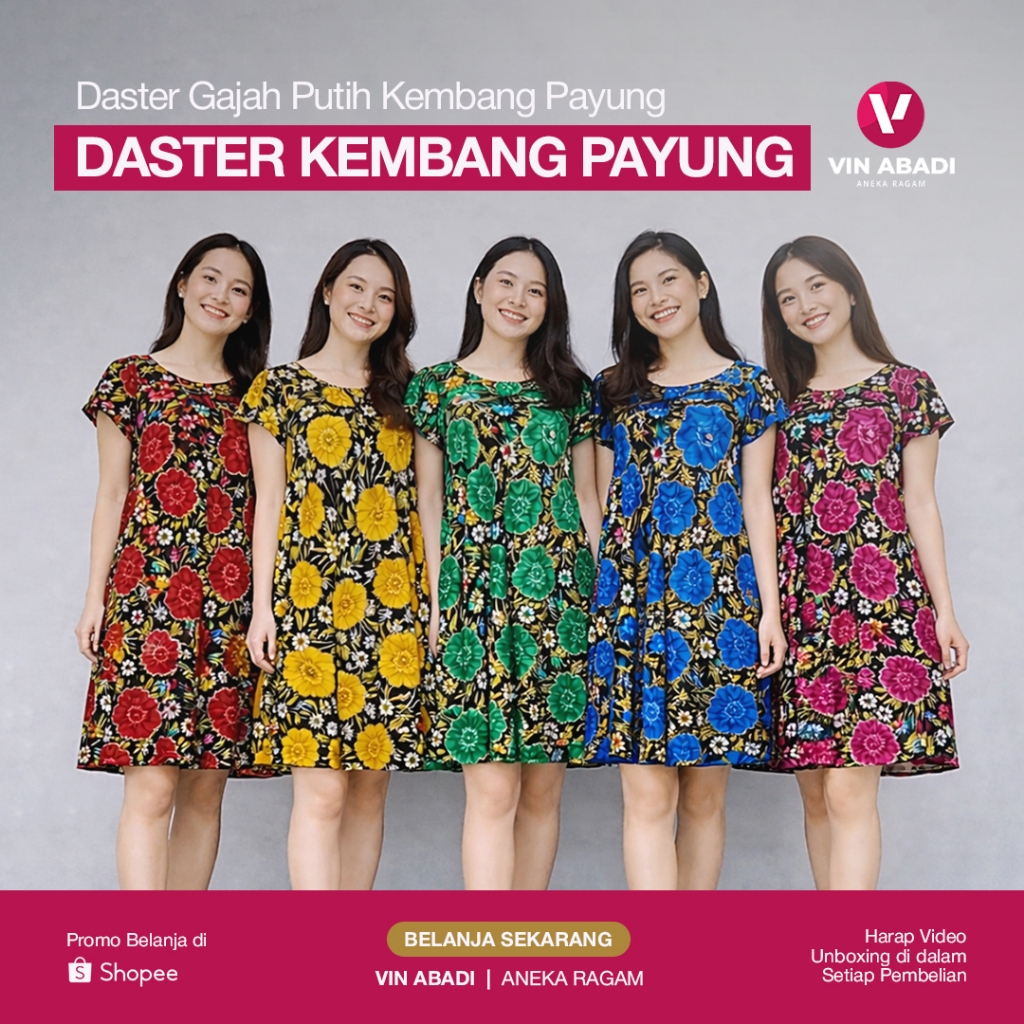 Daster Gajah Putih Kembang Payung Klok Jumbo / Bagus