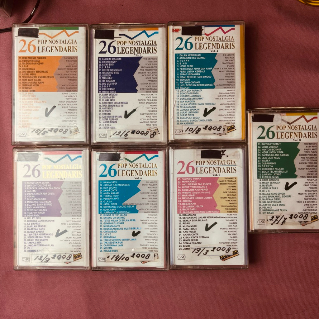 Kaset Pita 26 Pop Nostalgia Legendaris Vol 1 - 8 Original / Kompilasi Tembang Kenangan Indonesia
