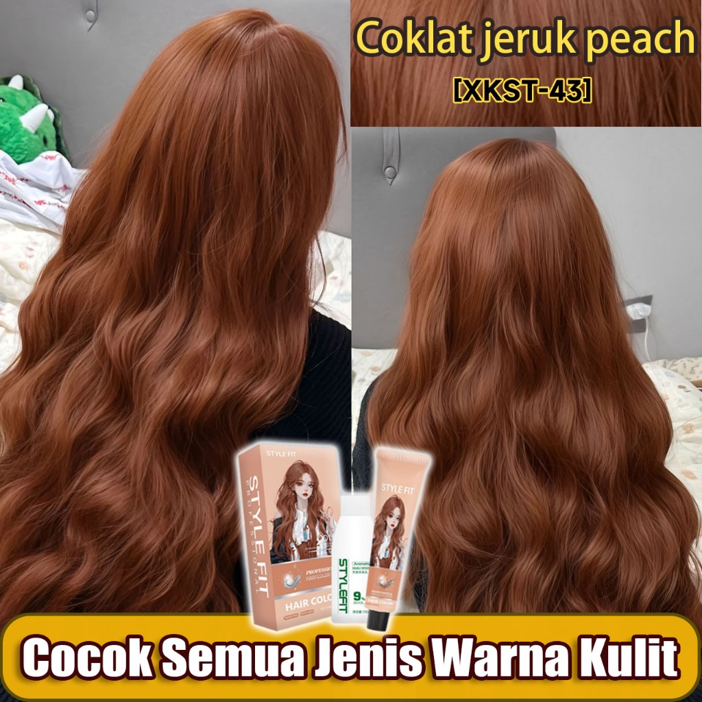 [COD] STYLE FIT cat rambut Oranye kecoklatan*200ml,Lembut & Mencerahkan Kulit(cat rambut orange,hair