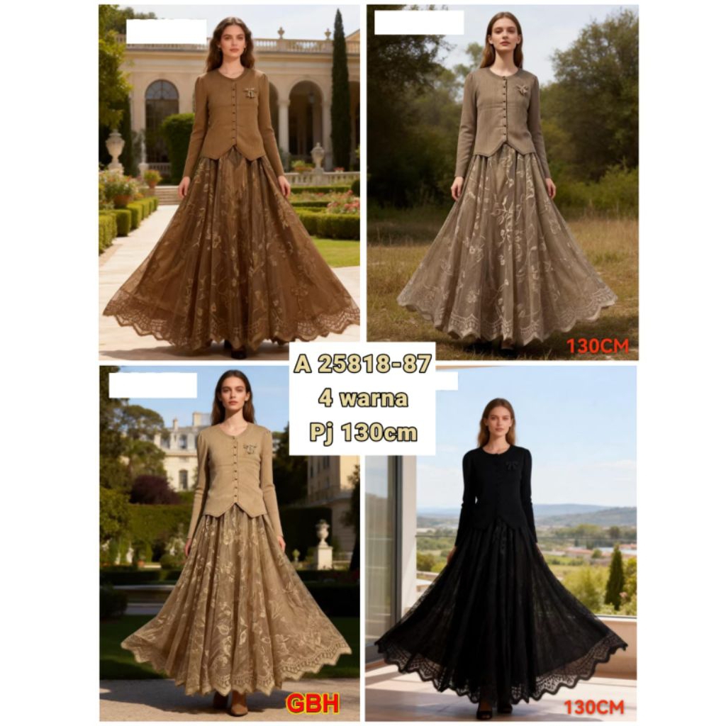 Gamis Brukat Kombinasi Rajut Import