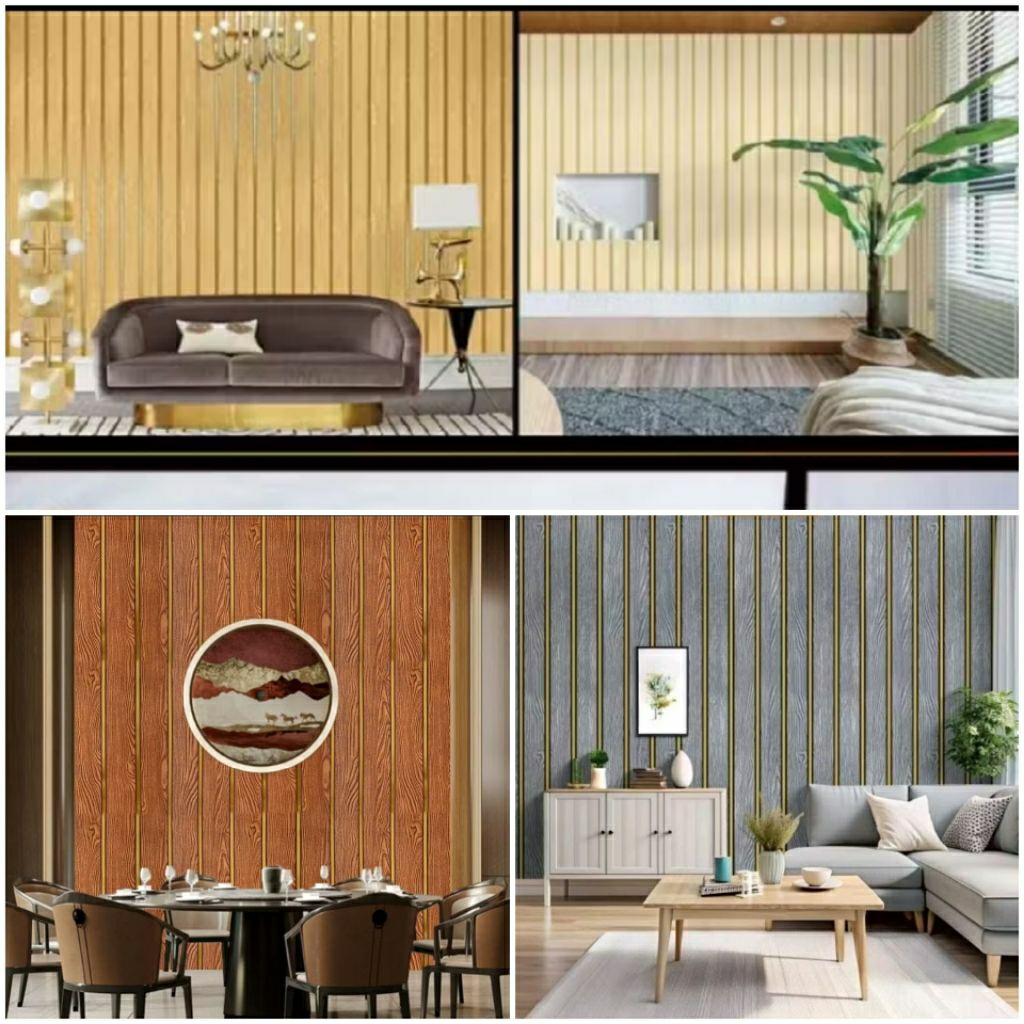 WALLPAPER DINDING PANEL GARIS KERAMIK MARMER SEMEN ABU ELEGAN/WALPAPER PIRAMID 3D ESTETIK/WALLPAPER 