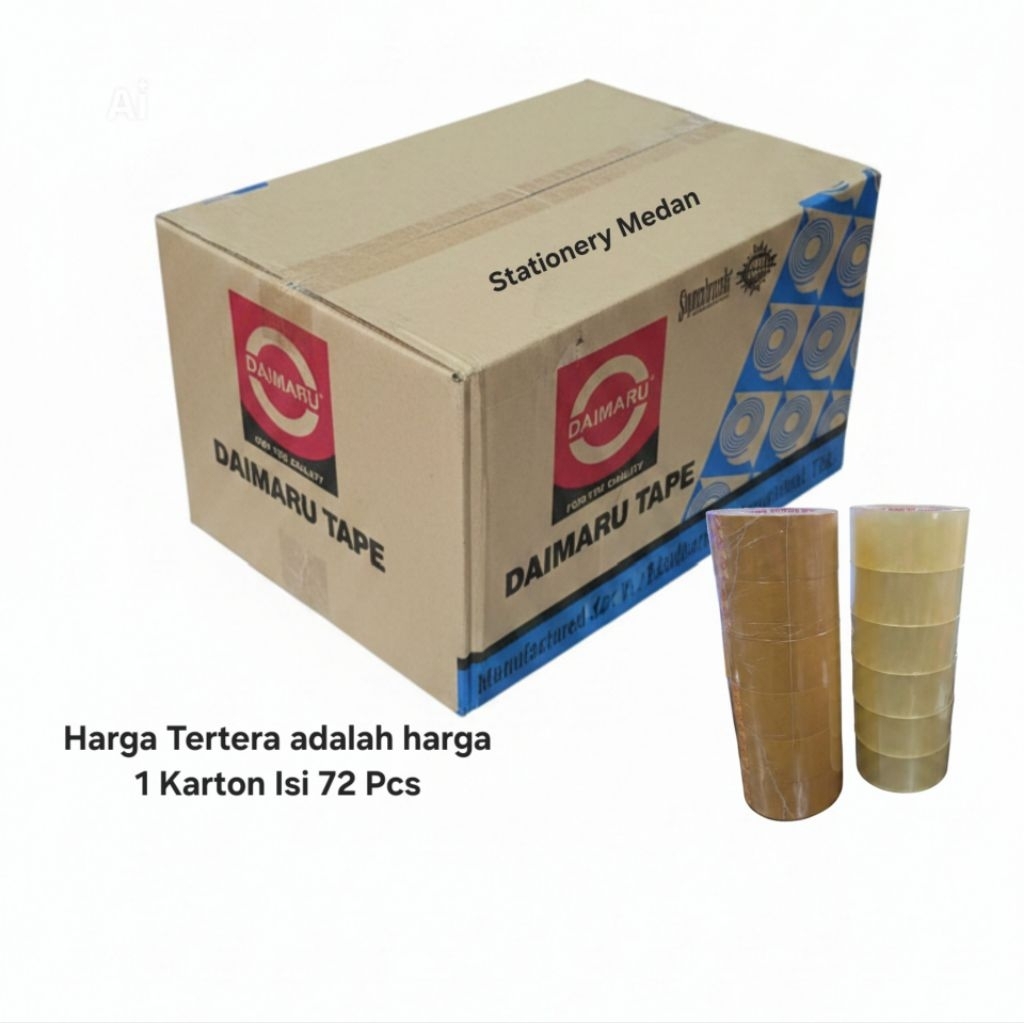 [1 Karton Besar] Lakban Isolasi Coklat / Bening Daimaru Original 2" (48MM)
