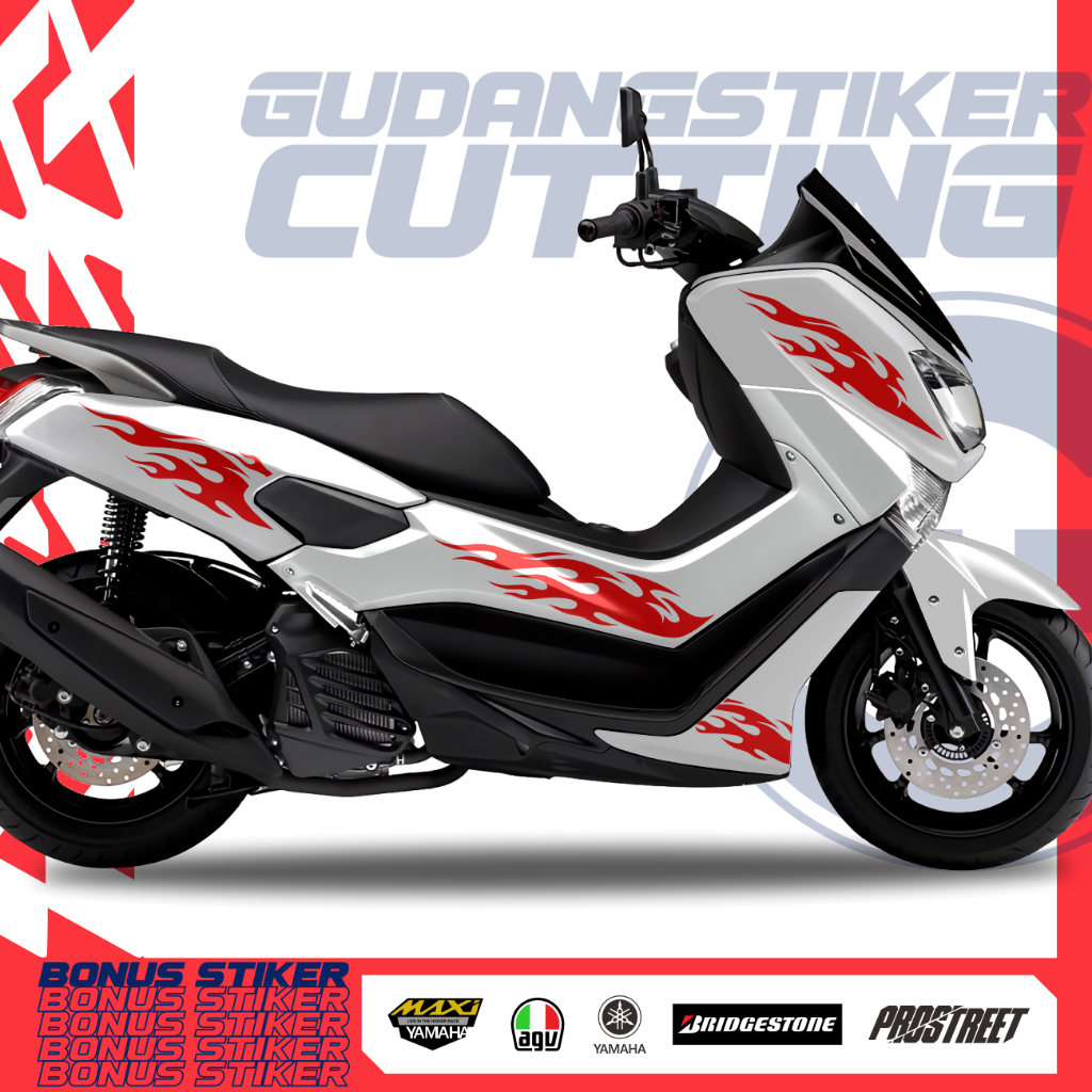 STRIPING CUTTING NMAX OLD STIKER DESAIN API FLAME FIRE STICKER MOTOR YAMAHA SKOTLET PREMIUM