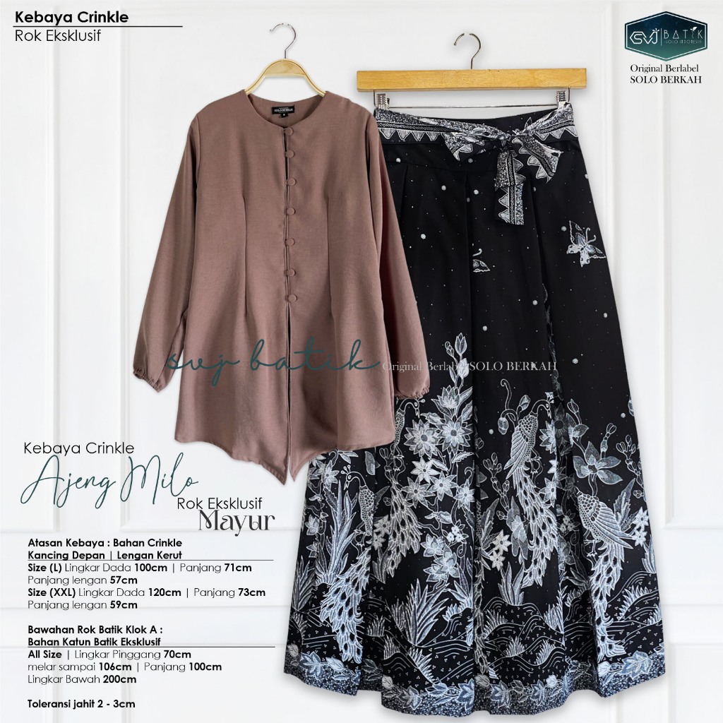 Setelan wanita rok batik set atasan kebaya kondangan modern terkini katun premium klok A svj