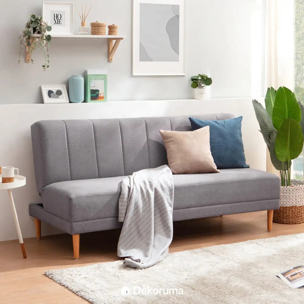 Dekoruma SAKA Sofabed Kain / Sofa Lipat Tidur Minimalis - Abu