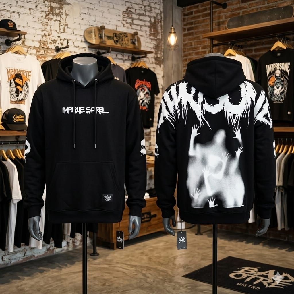 hudiee sweater moti sablon depan belakang unisex