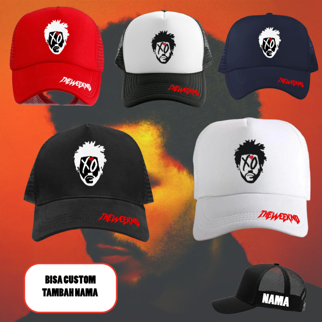 TOPI JARING TRUCKER THE WEEKND XO LOVE MUKA STARBOY (BISA CUSTOM NAMA SENDIRI)