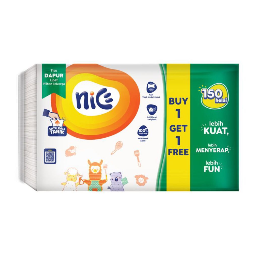 NICE MULTI PURPOSE TOWEL TISU DAPUR LIPAT 2x160's