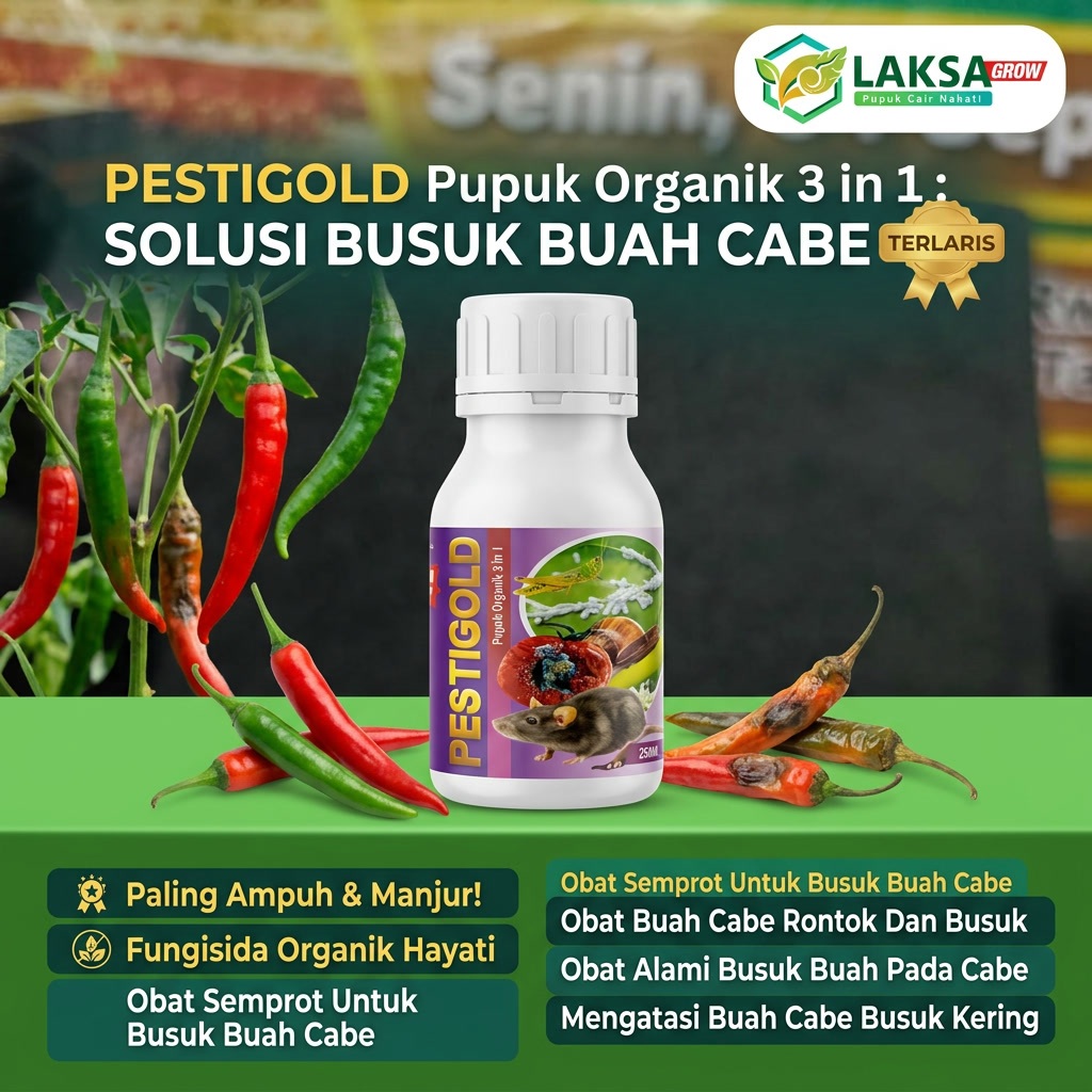 PESTIGOLD 250ML Fungisida Organik Hayati Obat Busuk Buah Cabe Paling Ampuh, Obat Semprot Untuk Busuk