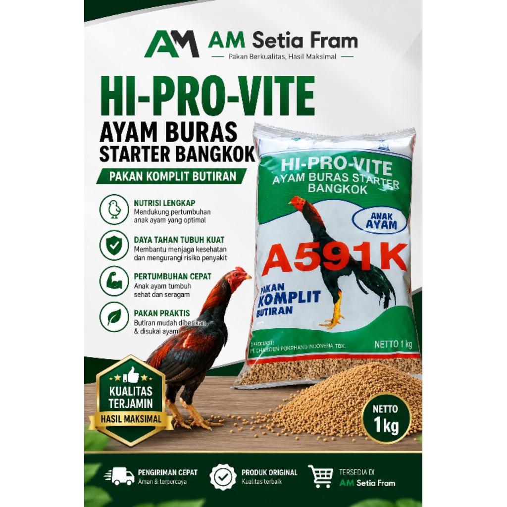 POR A591 K starter PAKAN AYAM JAGO BANGKOK kemasan 1 DOS/20kg LEBIH MURAH