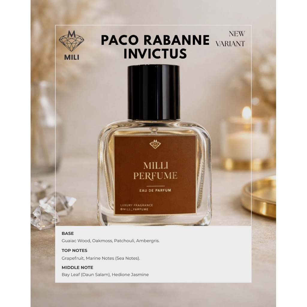 Mili Perfume || PACO RABANNE INVICTUS tahan lama eau de perfume premium/platinum