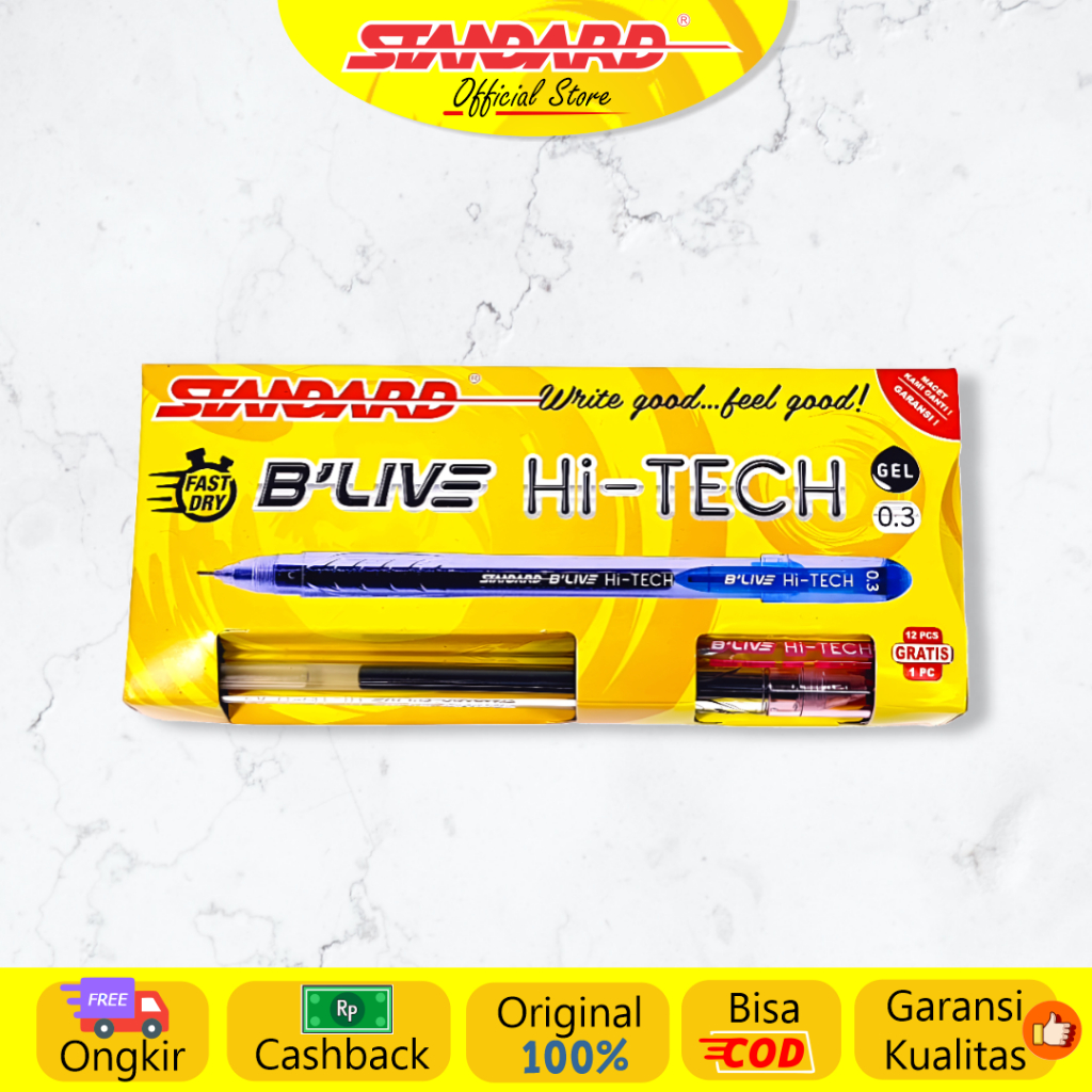 Standard - Pulpen Blive Hi -Tech 0.3 Gel ( Alat Tulis / Pen / Ballpoint / Pena )