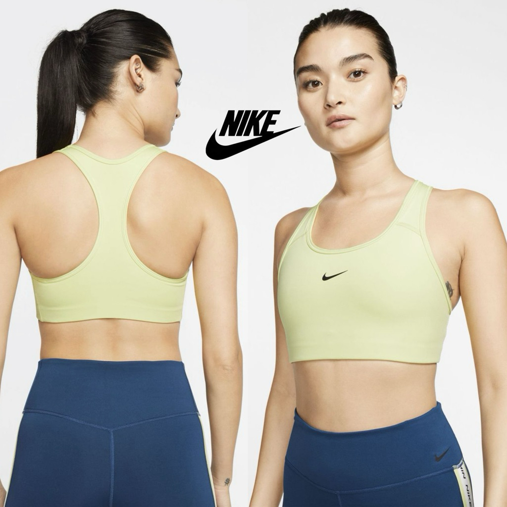 New with Tag NIKE Swoosh Bra Pad Dri Fit Womens Training Limelight Green Neon Logo Sport Bra Padded 