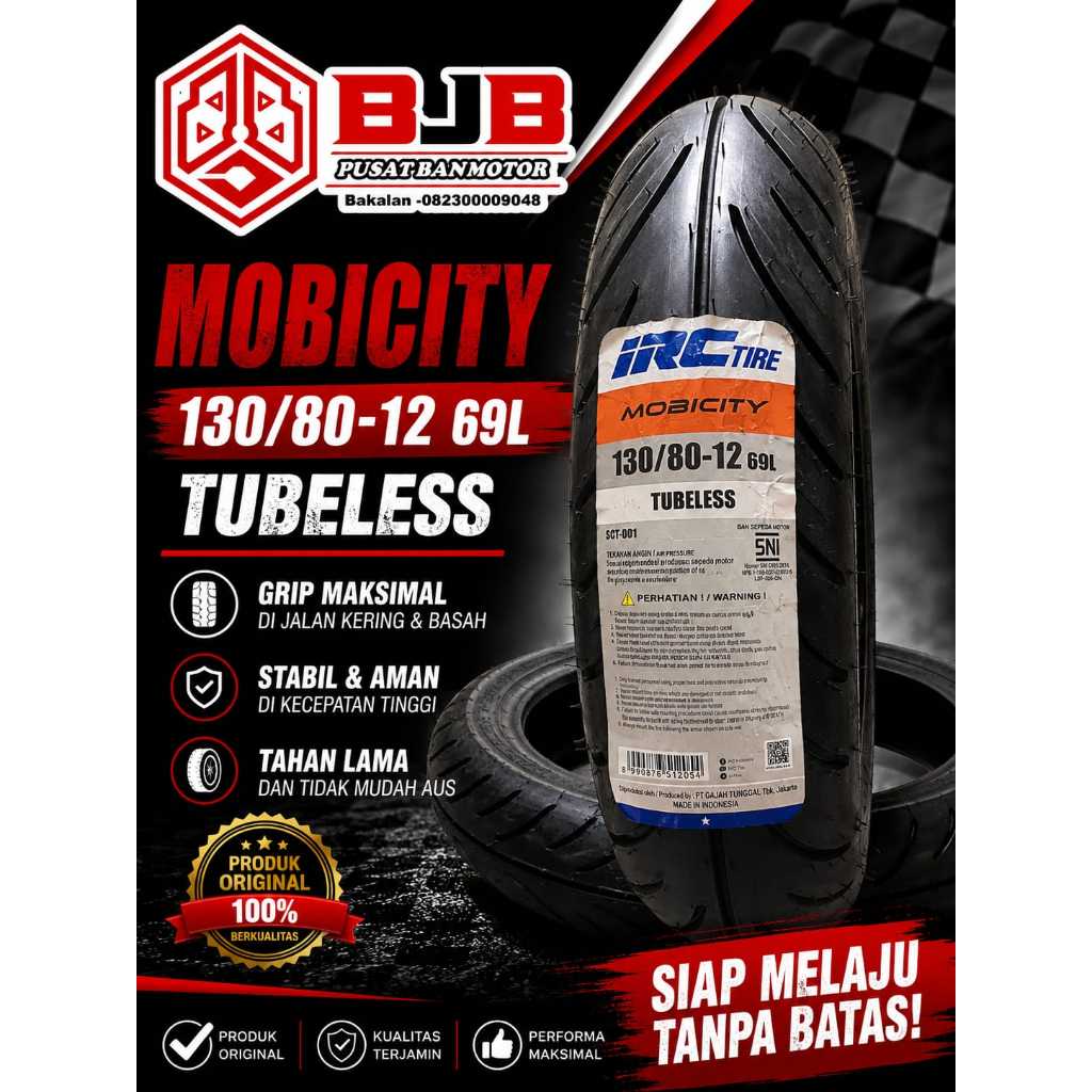BAN TUBELESS IRC 130/80 - 12 MOBICITY BAN BELAKANG STYLO