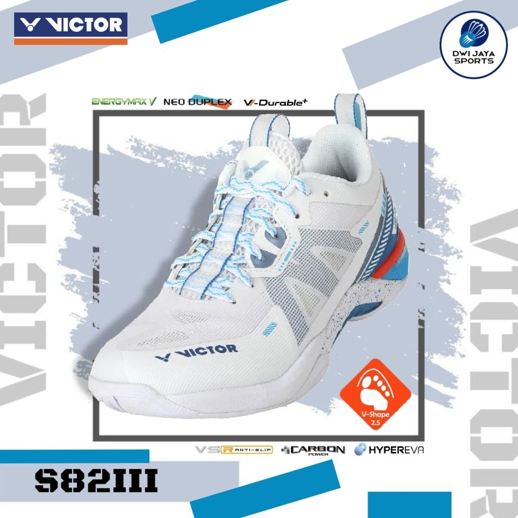 Sepatu Victor S82III AF White My Konos Blue | Victor S-82III | Victor S 82 III AF | Victor S82III or
