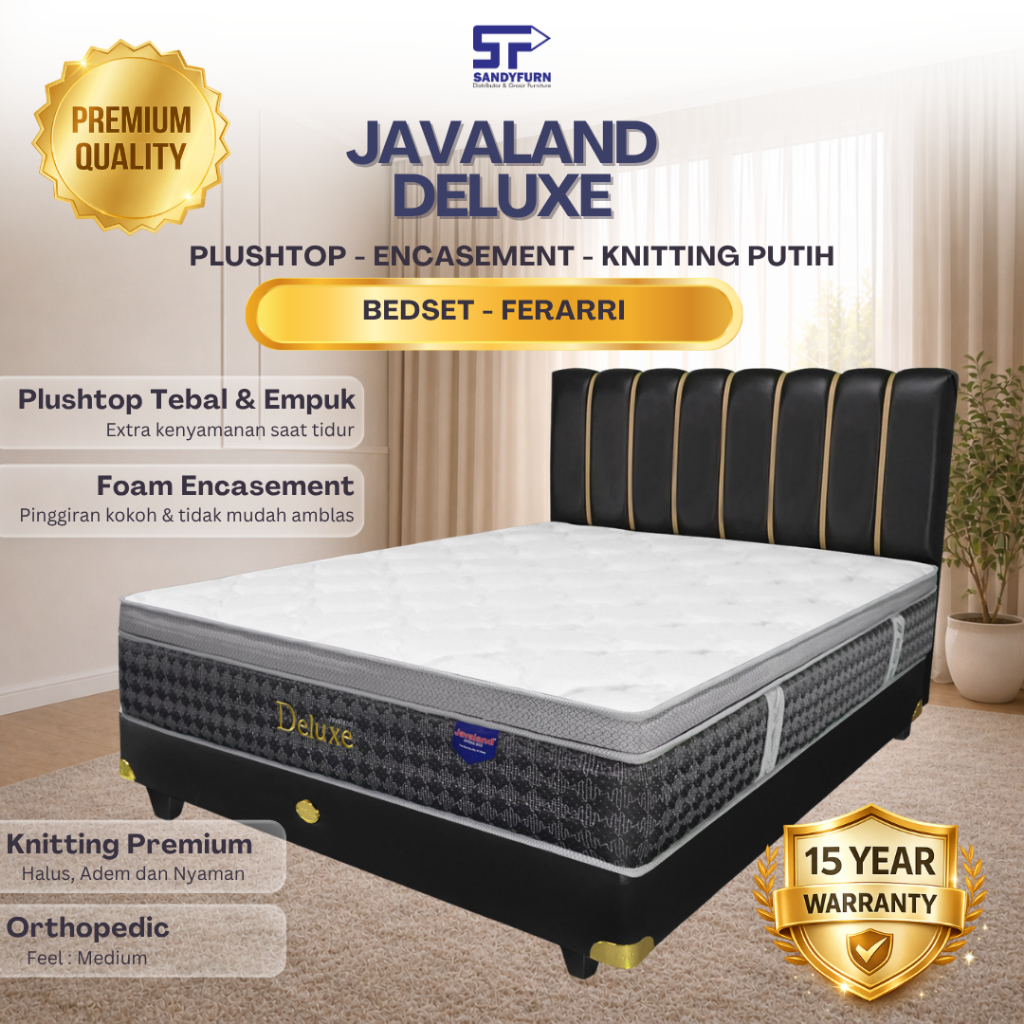 Javaland Deluxe Plushtop Bedset Springbed – Kasur Empuk Garansi