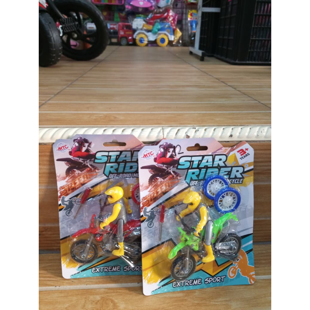 mainan anak motor trail ban tambahan star rider lengkap orang mc522