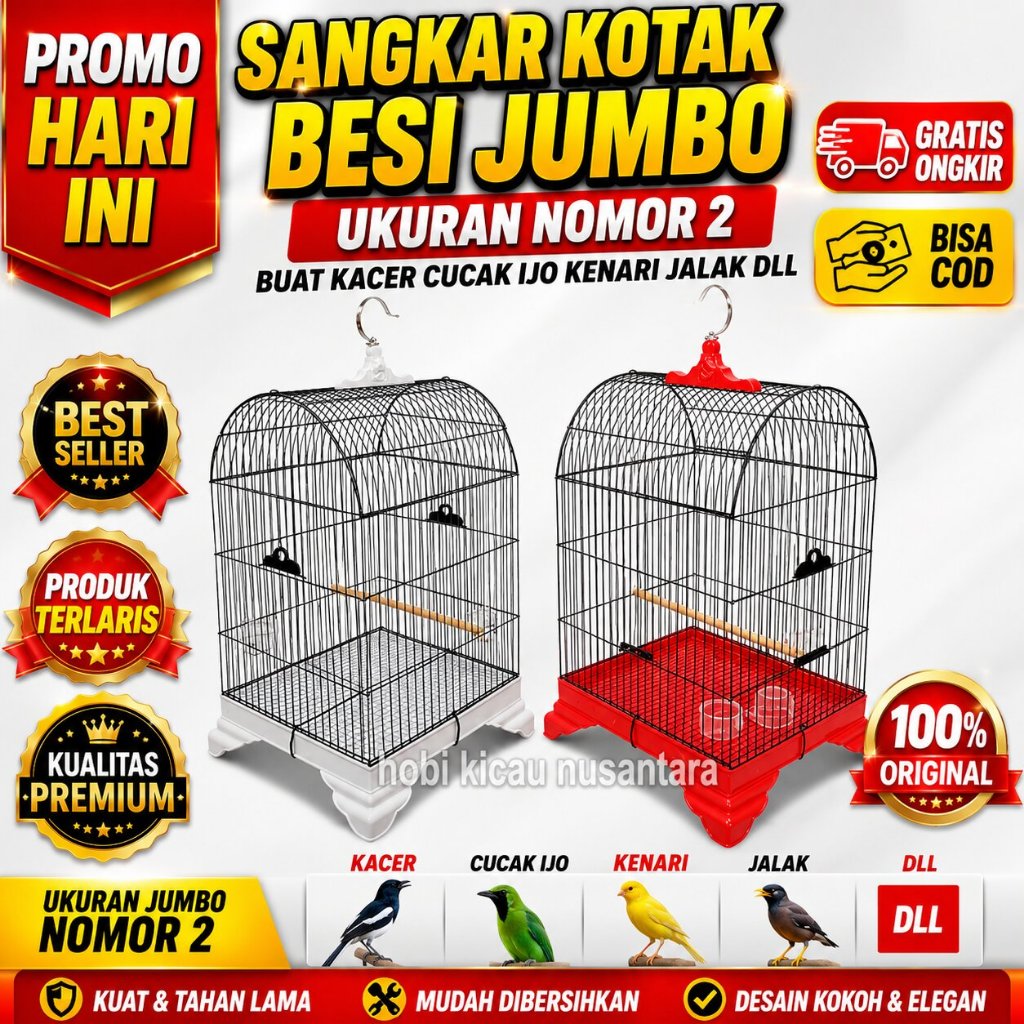 kandang Sangkar kotak besi jumbo ukuran nomor 2 buat kacer cucak ijo kenari jalak dll