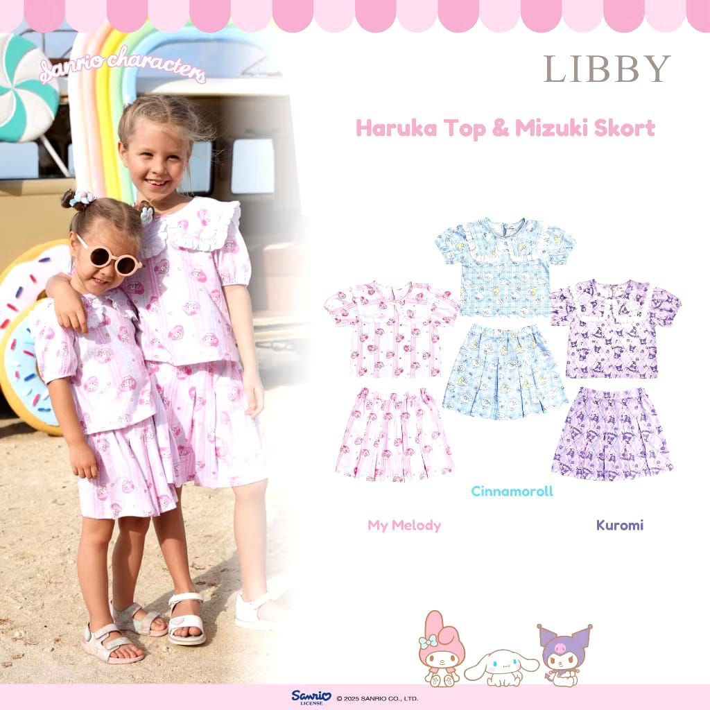 LIBBY SPECIAL EDITION SANRIO HARUKA TOP & MIZUKI SKORT / SETELAN ANAK PEREMPUAN 9 Bulan - 14 Tahun (