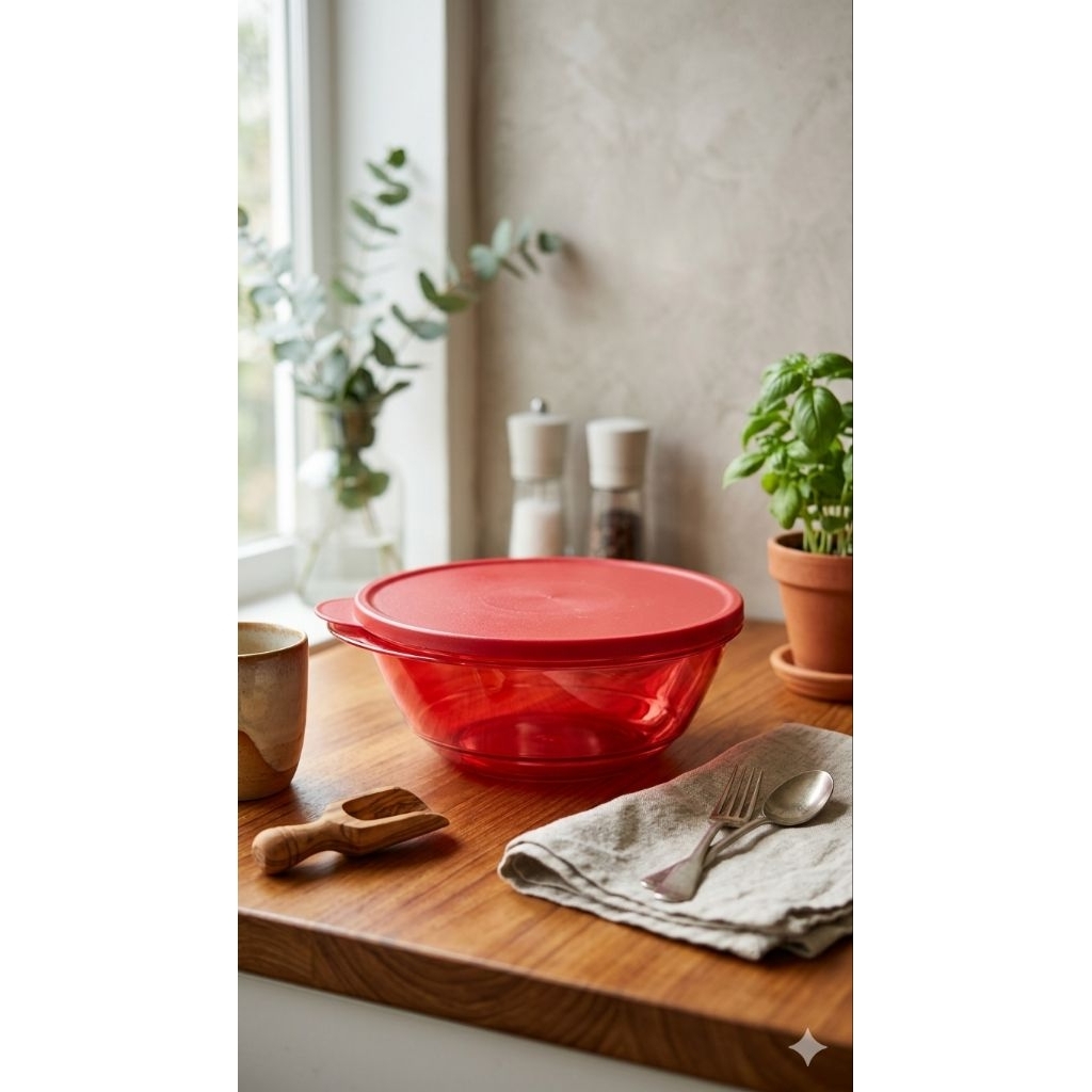 Tupperware 3S Bowl – Merah 2L, wadah saji tupperware, new