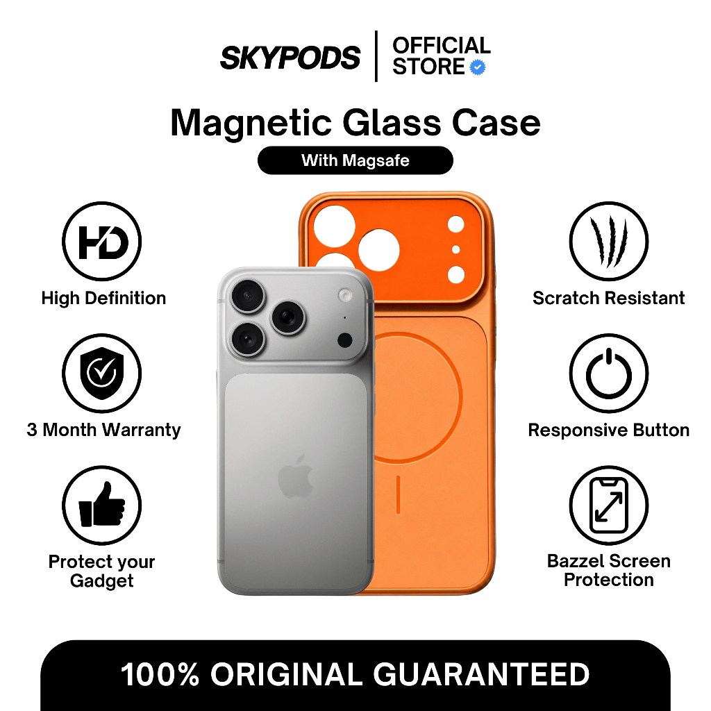 Skypods MagSafe Magnetic Lens Glass Case 11/12/13/14/15/16/17 Pro Max series with Camera Control But