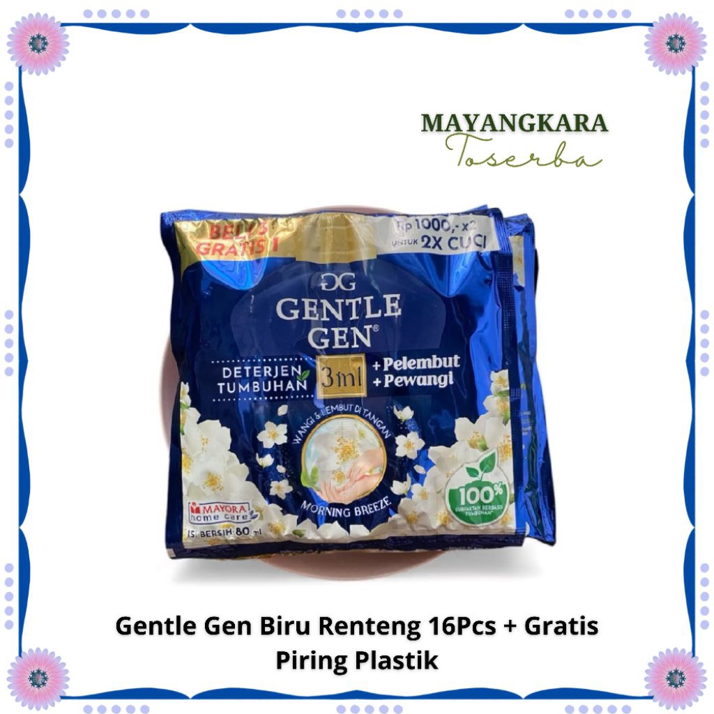 Gentle Gen Deterjen Cair 16 Sachet Free Piring Plastik / Gentle gen renteng 16 pcs/ Gentle gen murah