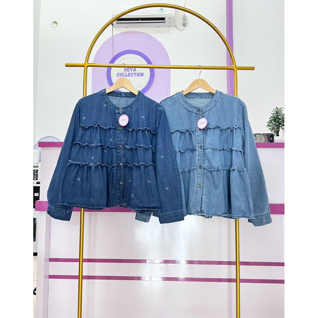 BLOUSE JEANS BORDIR PITA IMPORT/BLOUSE JEANS BORDIR IMPORT