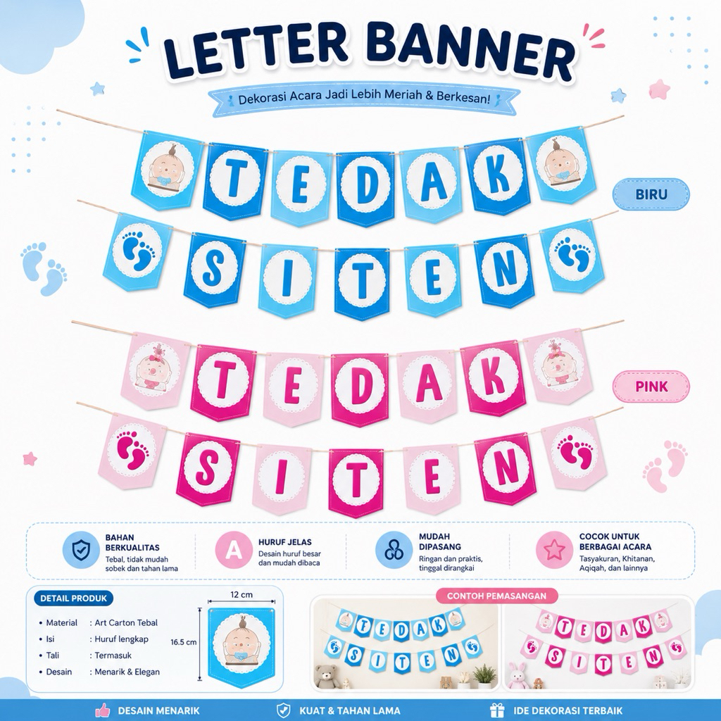 MS.PARTY LETTER BANNER TEDAK SITEN / BANNER TEDAK SITEN / BUNTING FLAG TEDAK SITEN