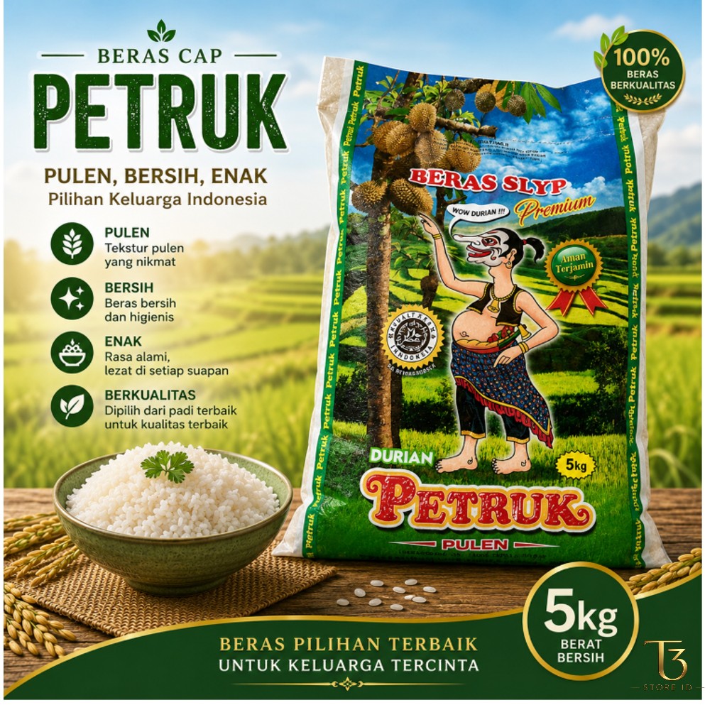 beras cap petruk 5kg beras slyp premium durian petruk - CAP PETRUK 5KG