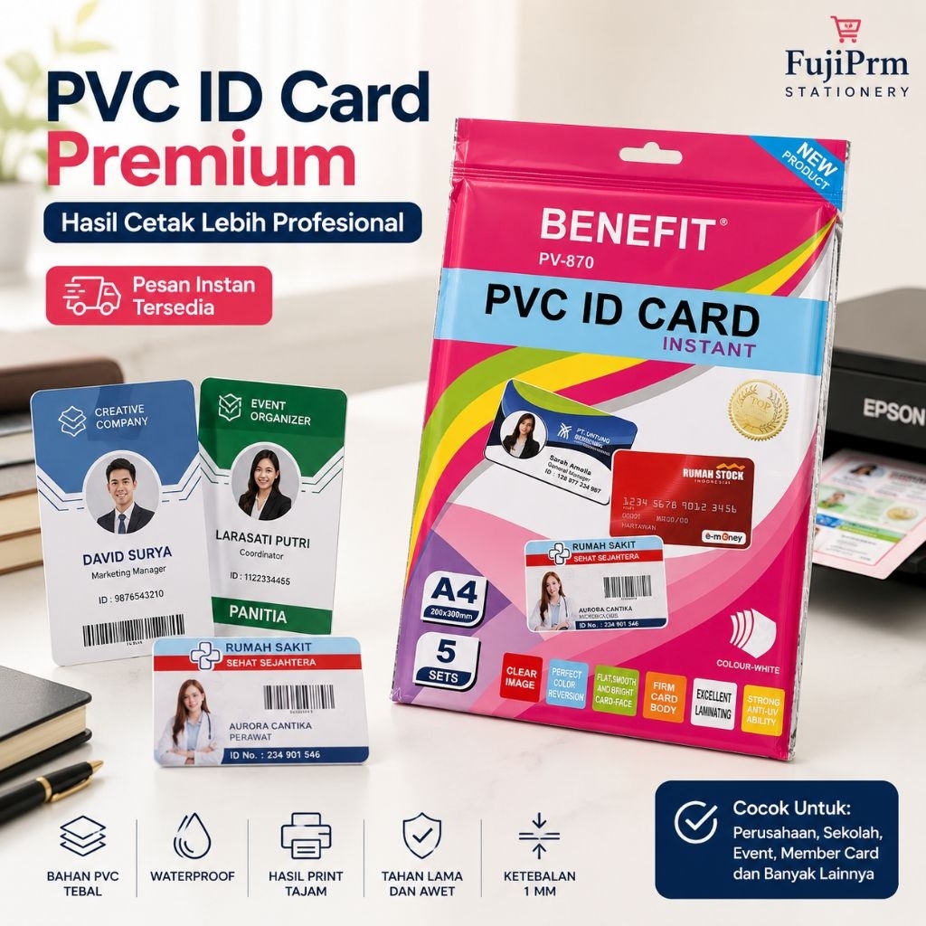 BENEFIT PVC ID Card PV-870 A4 Isi 5 Set Original