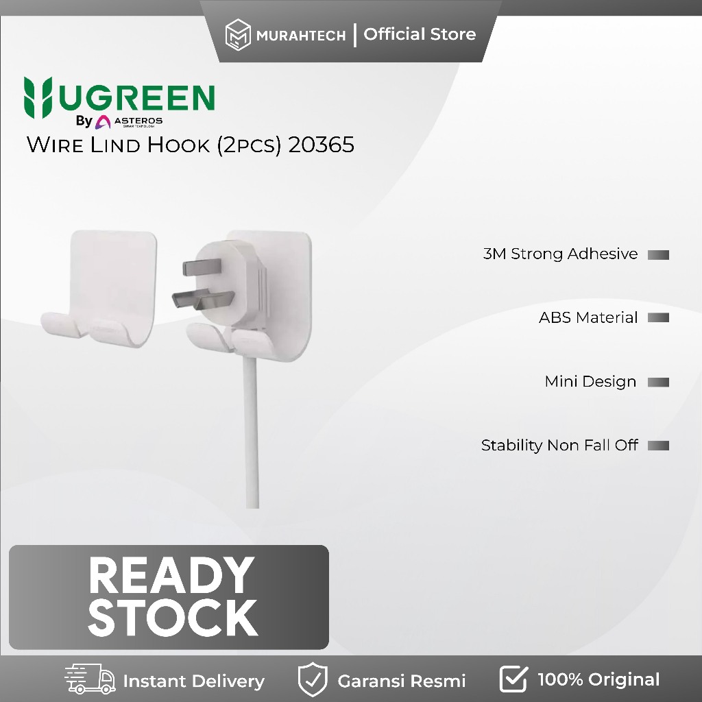 UGREEN 20365 Wire Lind Hook Wall Hook 3M Strong Adhesive Stability Non Fall Off Mini & Compact Size 