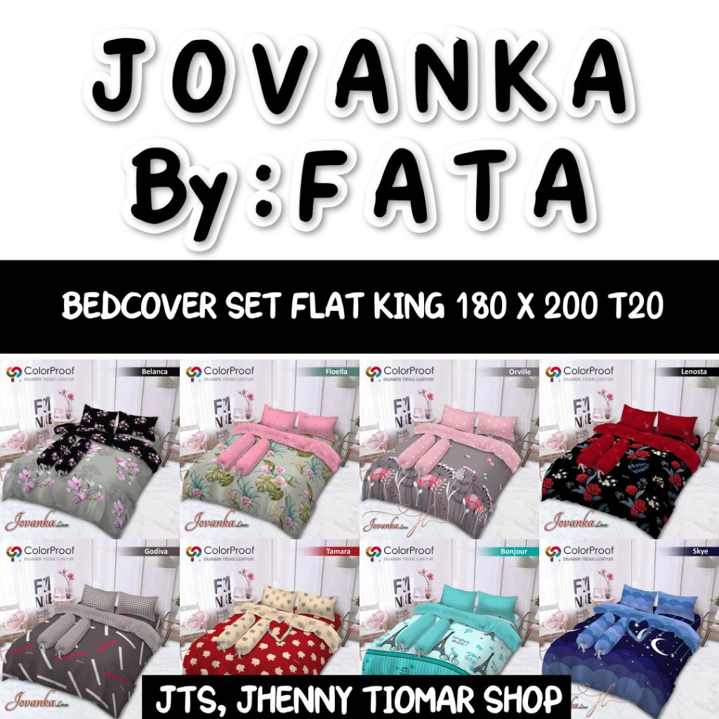 3KG JOVANKA LINEN BEDCOVER SET FLAT KING 180X200 TINGGI 20 T20