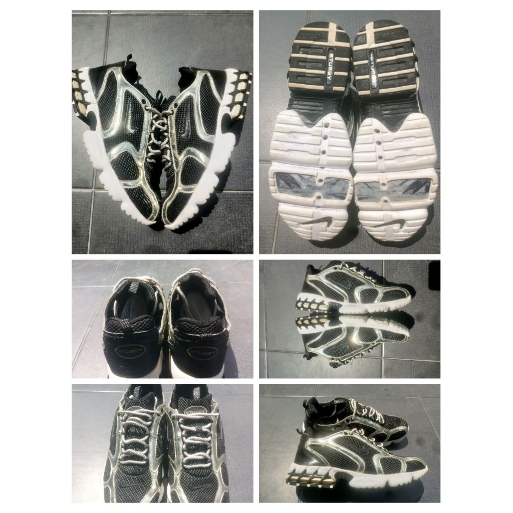 Sepatu Sneakers Stüssy x Nike Air Zoom Spiridon Caged 2 Pure Platinum Size 44 Insole 28cm Bekas Seha