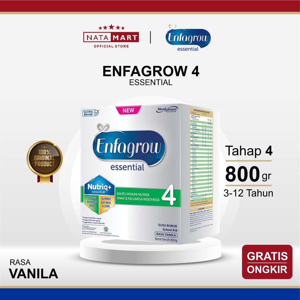 ENFAGROW 4 ESSENTIAL 3-12 TAHUN 800G VANILA