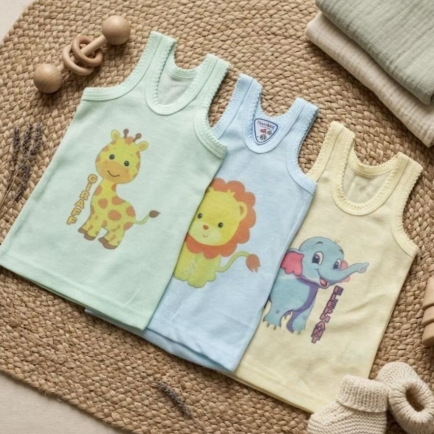 Katun Lembut Nyaman dipakai Kaos Dalam Bayi Singlet Bayi Motif Karakter Singlet Anak Laki Singlet an