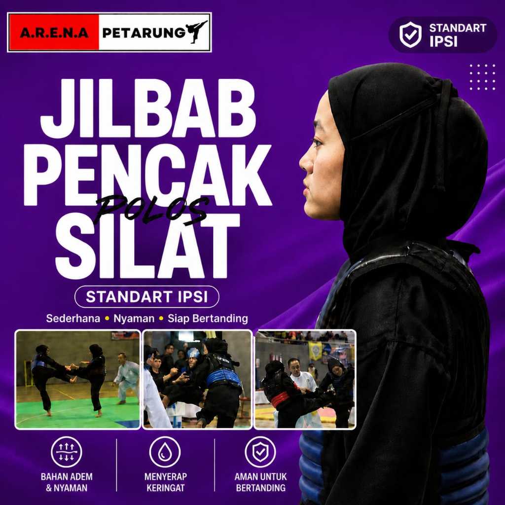 Jilbab seni tunggal / jilbab beregu pencak silat , JILBAB SILAT HITAM