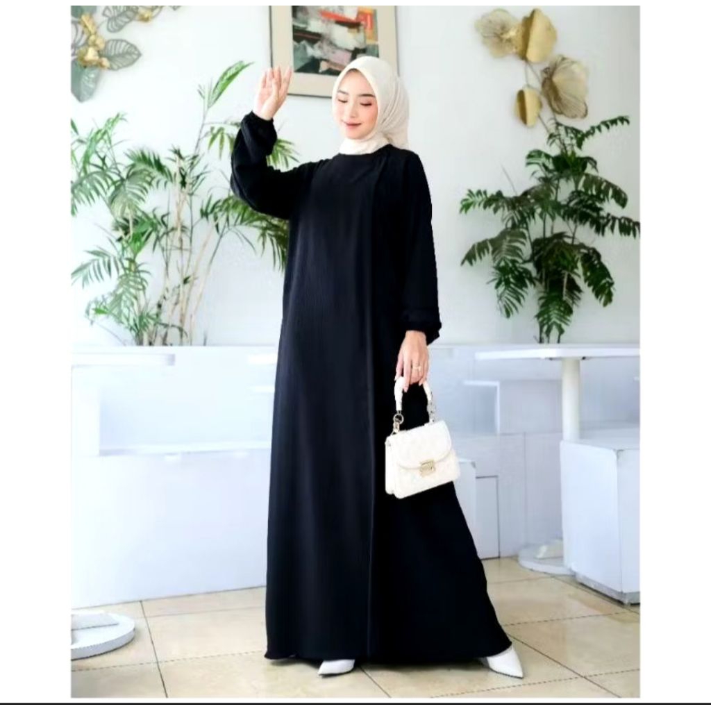 Gamis Hitam Denpasar, Busana Muslim Denpasar, Gamis wanita Hitam, Busana Muslim Hitam, Busana Muslim
