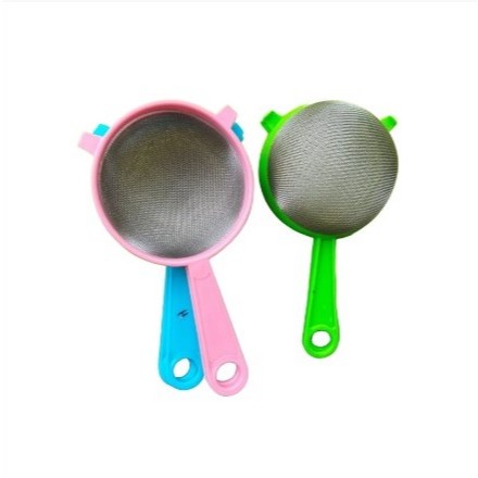 Saringan Halus Gagang Plastik 12cm Warna Pastel Saringan Teh Mpasi Jus Bubur Santan Serbaguna Saring