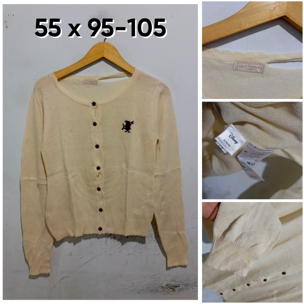 Cardigan Axes Femme x Disney Cream Size M Wanita Knit E250