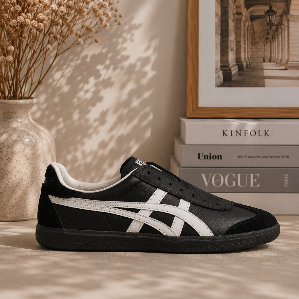 Sepatu Sneakers ONITSUKA Tokuten Black White Unisex Kasual Sepatu Olahraga Hitam Putih Kekinian